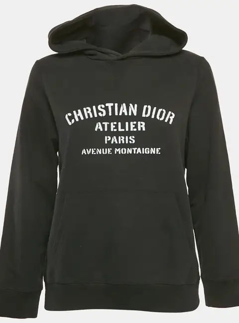 Dior Kids Black Printed Cotton Hoodie 13 Yrs