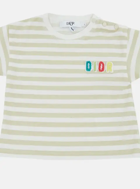 Baby Dior White/Green Striped Jersey T-Shirt 3Yrs