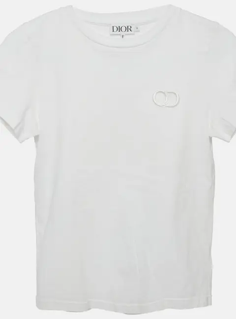 Baby Dior White CD Embroidered Jersey Crew Neck T-Shirt 10 Yrs