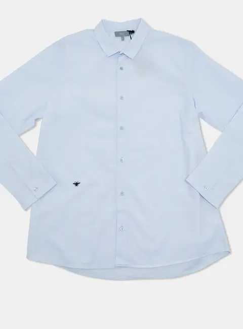 Dior Homme Kids Blue Textured Cotton Long Sleeve Shirt 12 Yrs