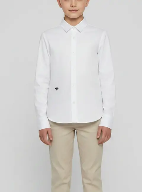 Dior Homme Kids White Cotton Long Sleeve Shirt 12 Yrs
