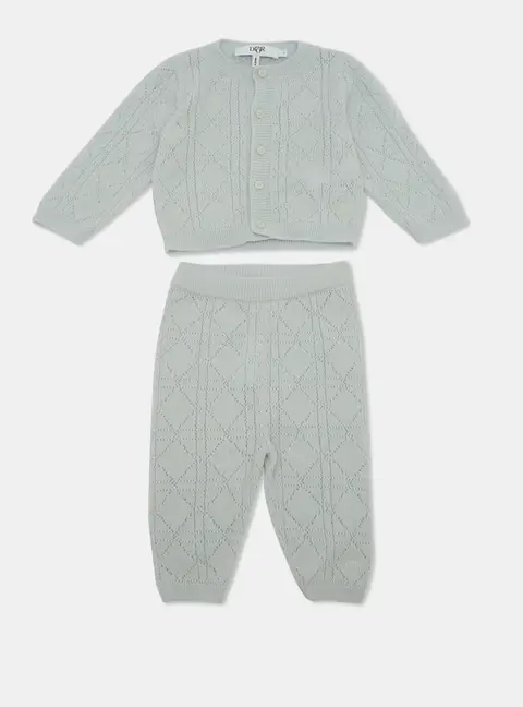 Baby Dior Light Blue Knit Pant and Top Set 3M