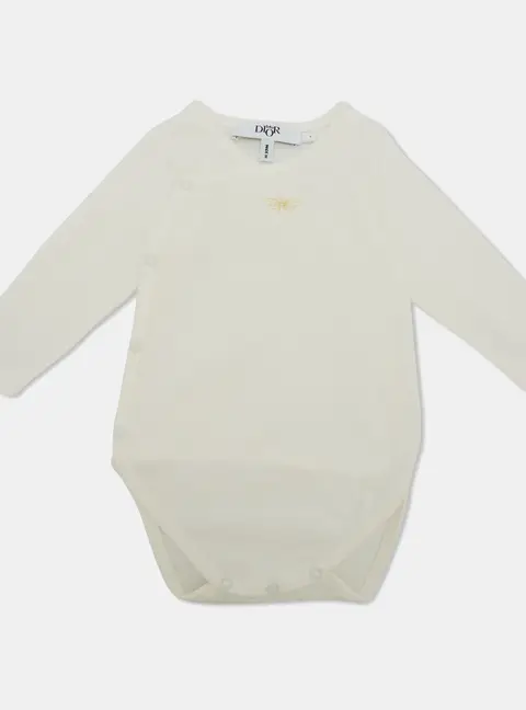 Baby Dior White Bee Embroidered Jersey Bodysuit 1 Yr