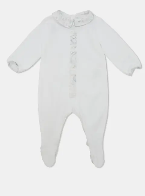 Baby Dior White Printed Jersey Peter Pan Collar Onesies 1M