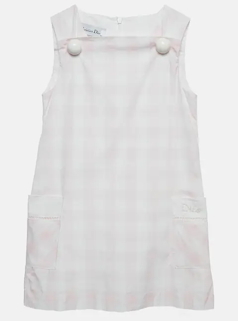 Christian Dior Kids Pink Checks Cotton A-Line Dress 6Yrs