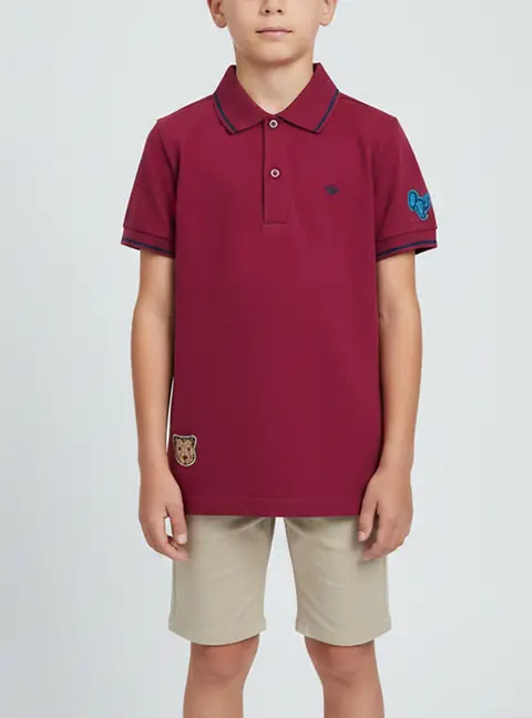 Dior Homme Kids Red Cotton Pique Polo T-Shirt 12Yrs