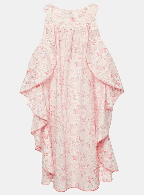 Dior Kids Pink Printed Cotton Ruffled Sleeveless Dress 8 Yrs