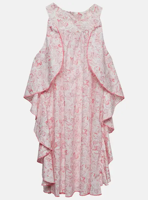 Christian Dior Kids Pink Printed Cotton Ruffle Detail Dress 8 Yrs