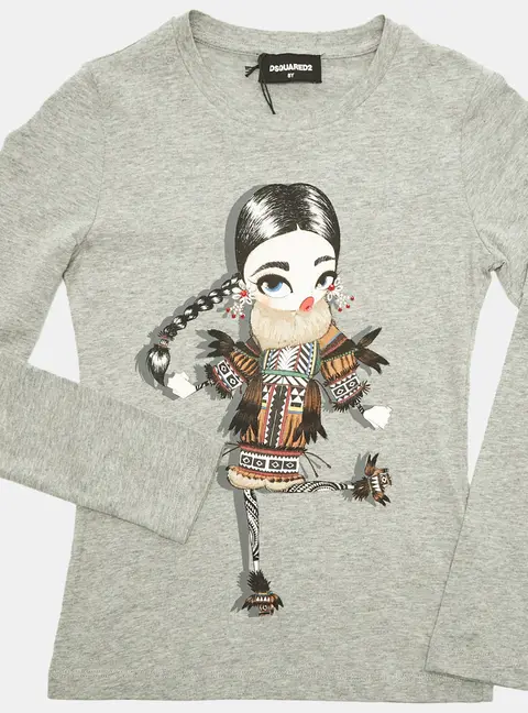Dsquared2 Kids Grey Character Graphic Jersey Knit Long Sleeve Top 8 Yrs