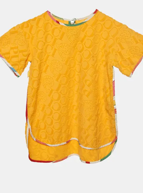 Emilio Pucci Junior Orange Flocked Jacquard Logo Terry Round Neck Top 4Yrs