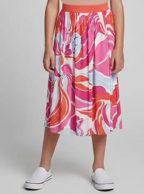 Emilio Pucci Kids Multicolor Abstract Print Jersey Skirt 12 Yrs