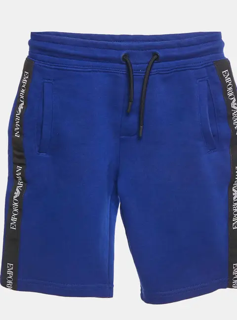 Emporio Armani Kids Blue Logo Band Trim Cotton Jersey Shorts 6 Yrs