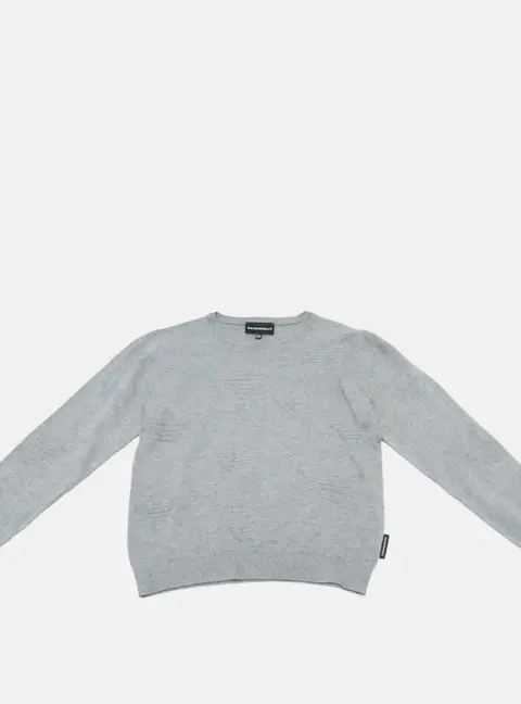 Emporio Armani Kids Grey Monogram Knit Crewneck Sweater 10 Yrs