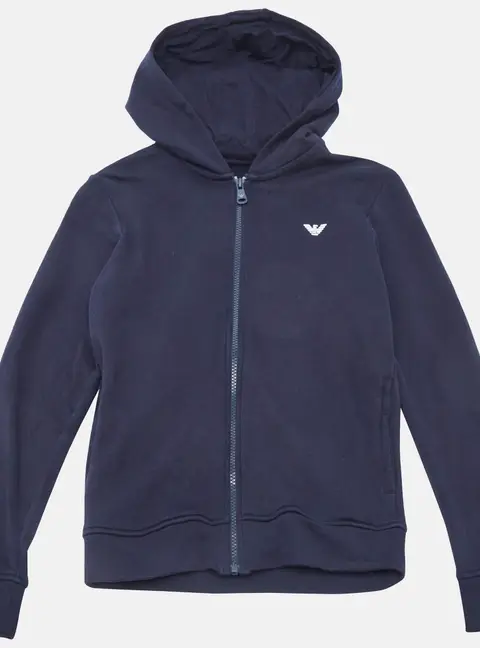 Emporio Armani Kids Navy Blue Cotton Jersey Hooded Jacket 12 Yrs