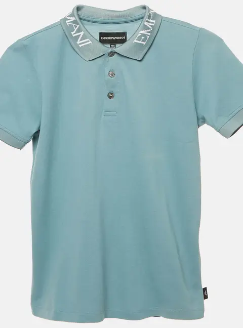 Emporio Armani Kids Blue Cotton Pique Polo T-Shirt 10 Yrs
