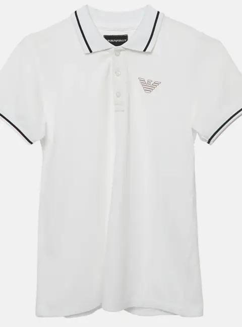 Emporio Armani Kids White Cotton Pique Polo T-Shirt 10 Yrs