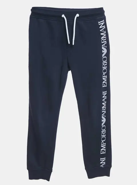 Emporio Armani Kids Navy Blue Logo Side Cotton Knit Sweatpants 7 Yrs