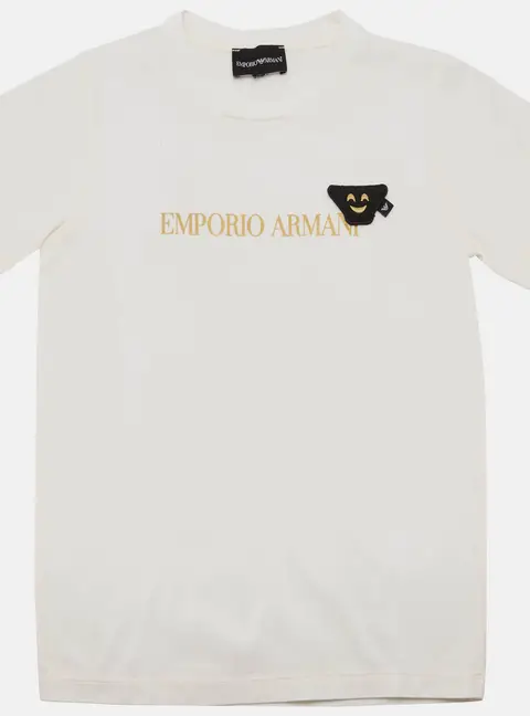 Emporio Armani Kids White Logo Printed Jersey T-Shirt 7 Yrs
