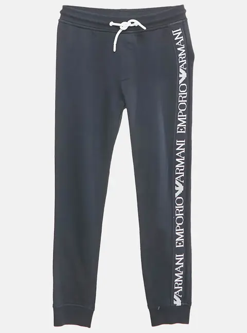 Emporio Armani Kids Navy Blue Cotton Knit Drawstring Jogger Pants 10 Yrs