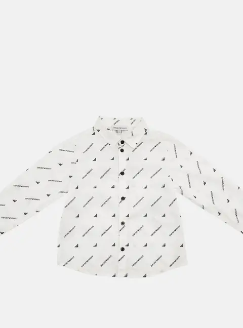 Emporio Armani Kids White Logo Print Cotton Shirt 36M