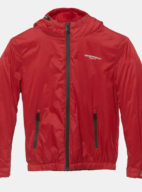 Emporio Armani Kids Red Logo Print Nylon Jacket 8Yrs