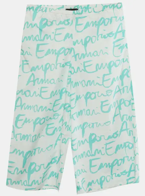 Emporio Armani White/Green Logo Print Cotton Pants 10Yrs