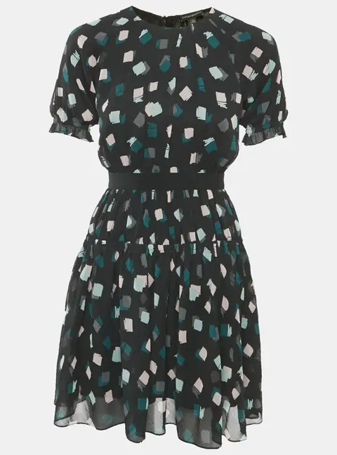 Emporio Armani Black Printed Chiffon Dress 12 Yrs