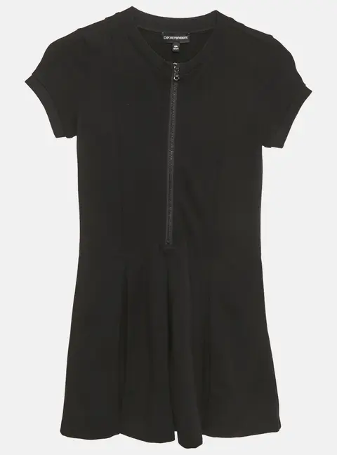 Emporio Armani Kids Black Jersey Pleated Short Dress 8Yrs