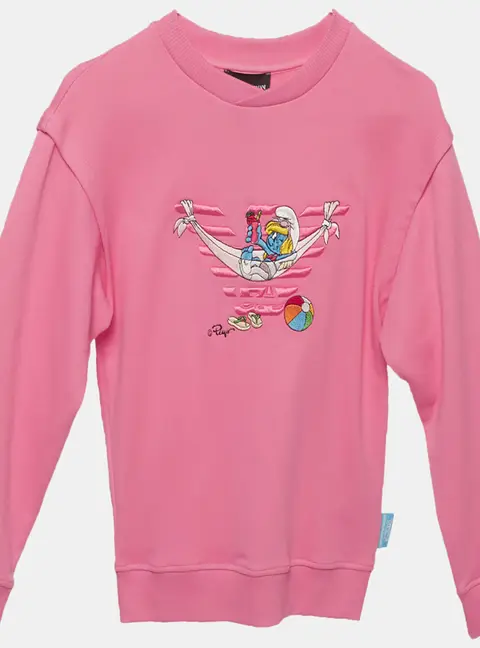 Emporio Armani x The Smurfs Pink Cotton Embroidered Sweatshirt 10 Yrs