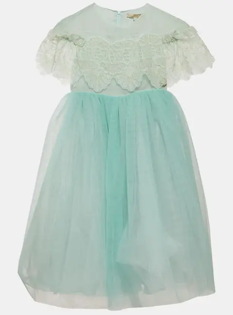 Elie Saab Kids Mint Green Lurex Lace Trim Tulle Dress 8Yrs