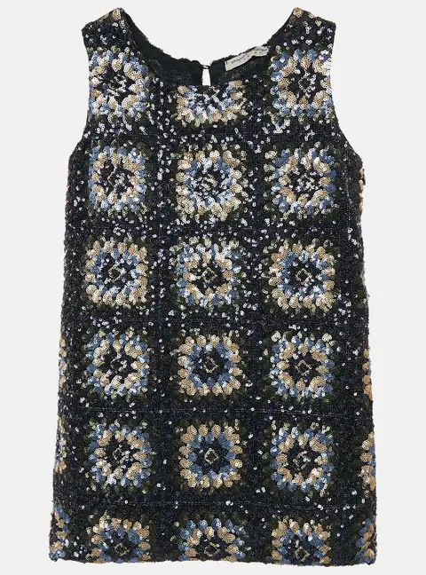 Ermanno Scervino Junior Navy Blue Sequin Sleeveless Dress 6 Yrs