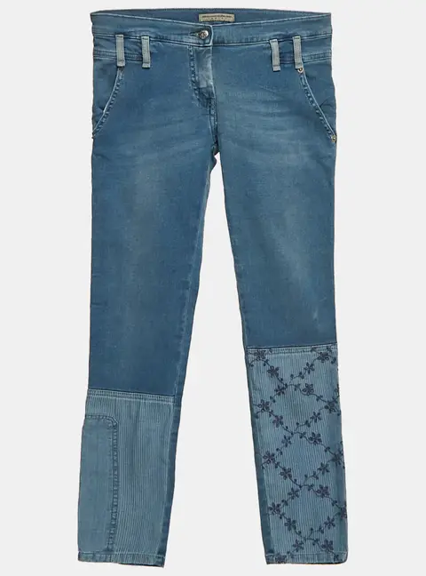 Ermanno Scervino Junior Blue Denim Embroidery Patch Detail Jeans 10 Yrs Waist 24"