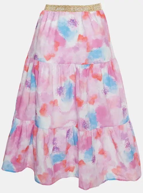 Escada Kids Multicolor Cotton Tiered Skirt 12 Yrs