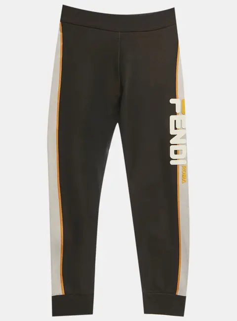 Fendi Kids Black Zucca Side Band Trim Jersey Joggers 9 Yrs