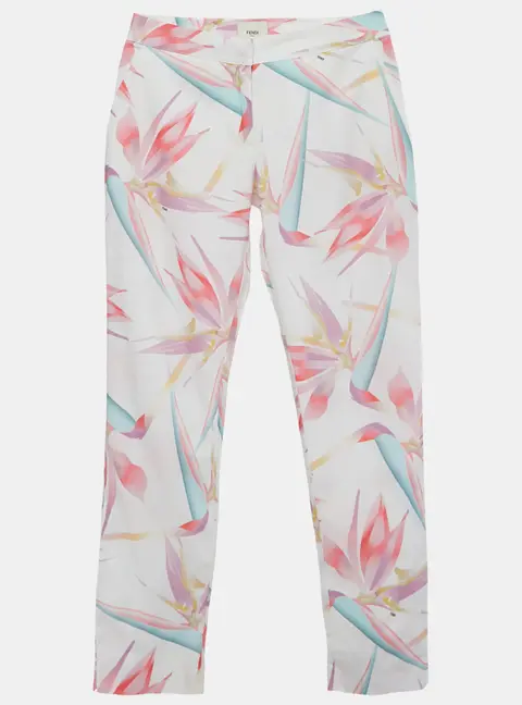 Fendi Kids White Floral Print Cotton Trousers 12 Yrs
