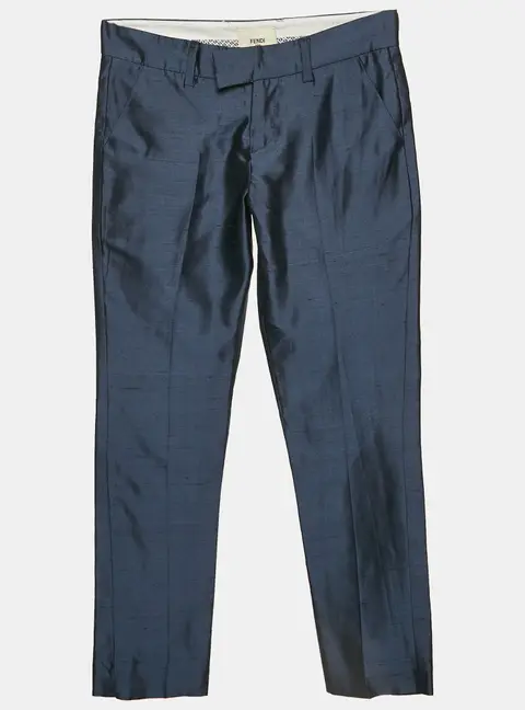 Fendi Kids Blue Silk Trousers 8 Yrs