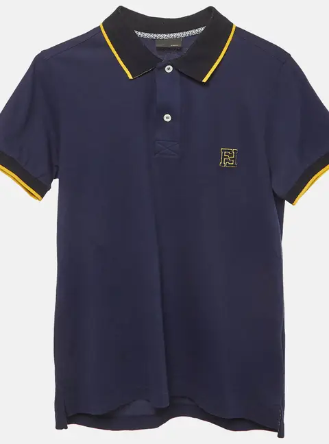 Fendi Kids Navy Blue Cotton Pique Polo T-Shirt 12Yrs