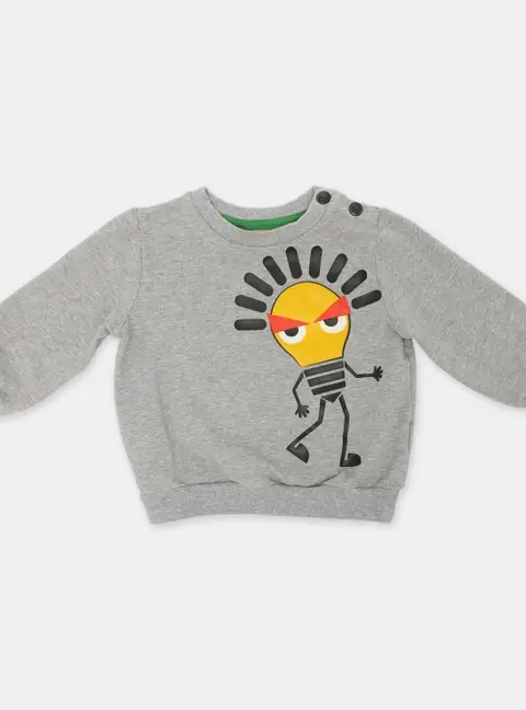 Fendi Grey Monster Bulb Printed Stretch Cotton Sweatshirt 12 months