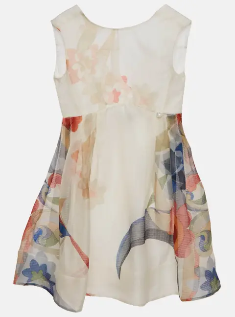 Fendi Kids White Floral Print Silk Dress 6 Yrs
