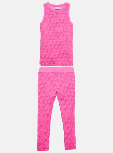 Fendi Kids Pink FF Print Jersey Top and Leggings Set 10Yrs