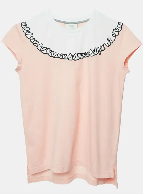 Fendi Kids Pink Embroidered Jersey Top 10Yrs
