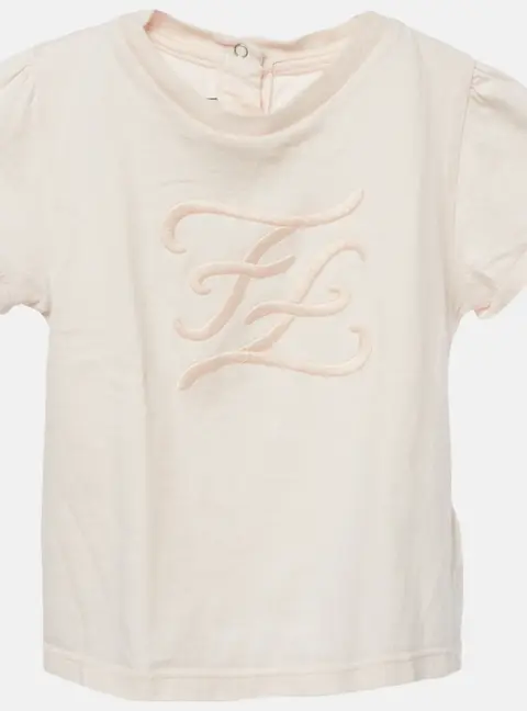 Fendi Kids Pink FF Embroidered Cotton Top 12M