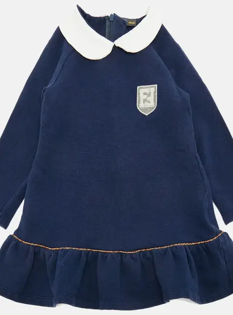Fendi Kids Blue Cotton Dress 24M