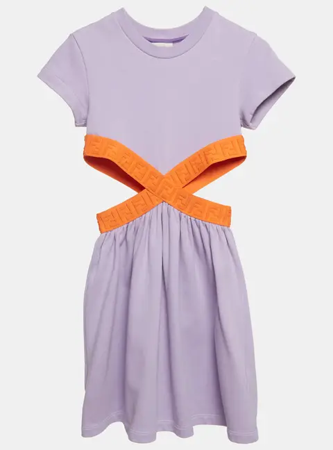 Fendi Kids Lavender Jersey Cut-Out Dress 8Yrs