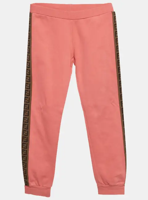 Fendi Kids Pink FF Side Stripe Jersey Joggers 8Yrs