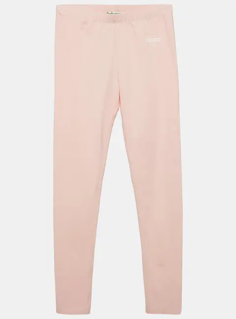 Kenzo Kids Pink Logo Print Cotton Knit Leggings 12 Yrs