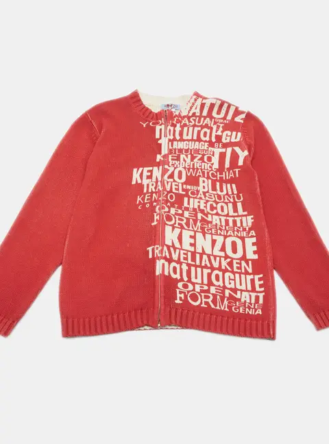 Kenzo Burgundy Logo Printed Cotton Knit Cardigan 12 Years