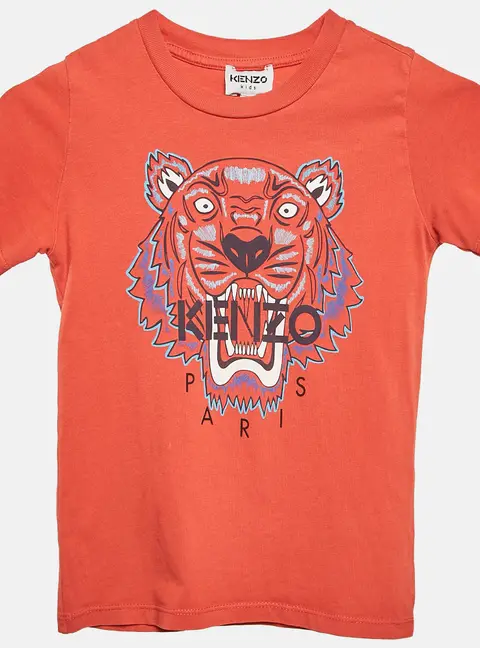 Kenzo Kids Red Tiger Logo Print Jersey T-Shirt 4 Yrs