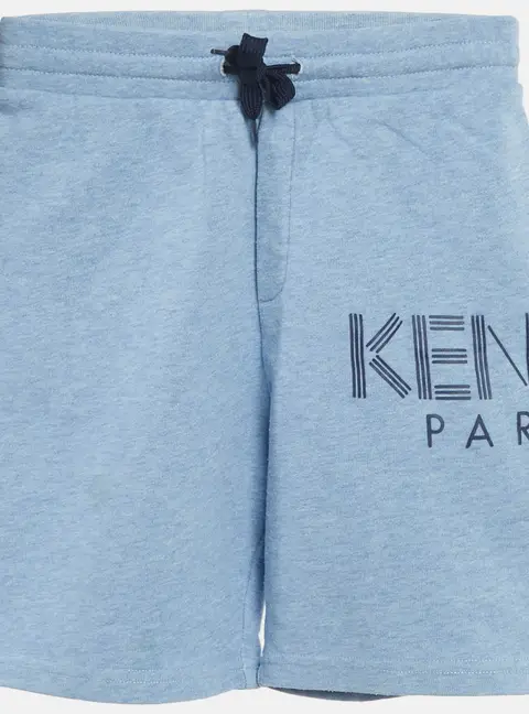 Kenzo Blue Cotton Logo Applique Drawstring Shorts 8Yrs
