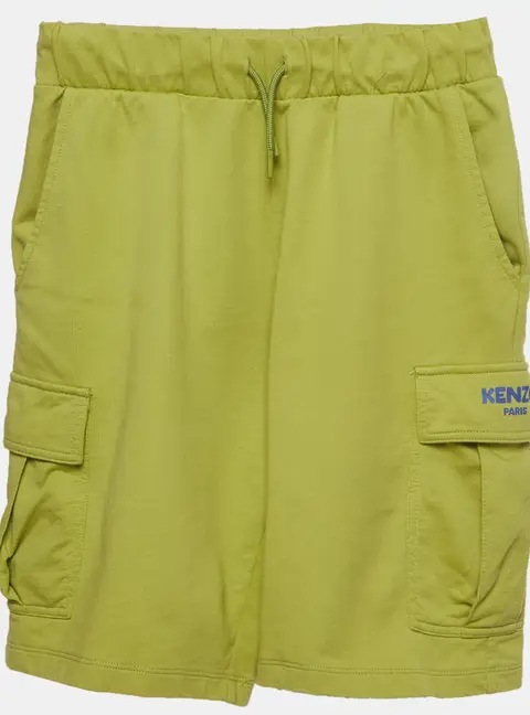 Kenzo Kids Green Logo Graphic Jersey Cargo Shorts 12 Yrs